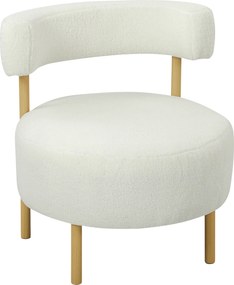 HOMCOM Fotel lounge fotel relaksacyjny z Sherpa-Fleece, metalowe nogi w wyglądzie drewna, tapicerowany fotel 67 x 67 x 71 cm kremowo-biały | Aosom PL