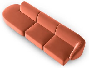 Różowa aksamitna sofa prawostronna 311 cm Paolo – Milo Casa