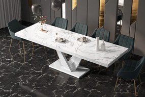 Nowoczesny stół do jadalni w połysku Vegas marmur/biały