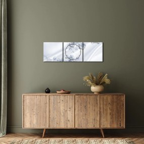 Obraz - kwiatowy wzór (z zegarem) (90x30 cm)