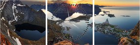 Obraz - Krajobraz górski, Norwegia (z zegarem) (90x30 cm)