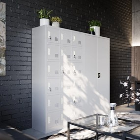 Skrytkowa szafa socjalna KAROL, 900 x 1850 x 400 mm, szara