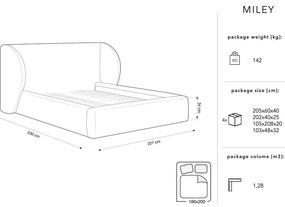 Beżowe tapicerowane łóżko dwuosobowe ze schowkiem i stelażem 180x200 cm Miley – Micadoni Home