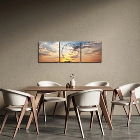 Obraz - Słonie wędrujące po sawannie (z zegarem) (90x30 cm)