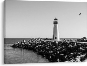 Obraz - Latarnia morska na wybrzeżu, Santa Cruz, Kalifornia (70x50 cm)