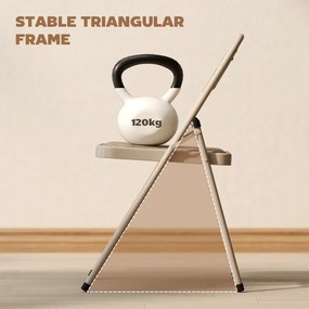 HOMCOM Zestaw 2 składanych krzeseł, przenośne krzesła biurowe, metalowe nogi, składane krzesło do biura, recepcji, poczekalni, wygląd lnu, beżowe | Aosom PL