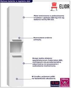 Słupek łazienkowy nowoczesny biel mat - zestaw 3X