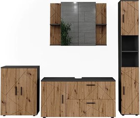 Zestaw mebli łazienkowych antracyt/dąb goldkraft 120.1x41x60.6 irma