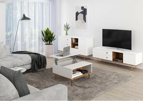 Biały stolik kawowy Skandica HARMONI z otwieranym blatem