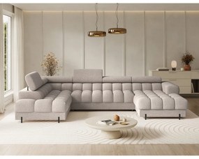 Beżowy rozkładany narożnik z materiału bouclé (lewostronny/w kształcie litery U) Feraria – ELTAP