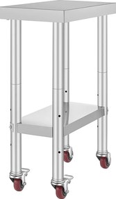 Stołek Kuchenny SucceBuy 30.48x60.96 cm | Komercyjny Stołek do Przygotowywania z 4 Kółkami