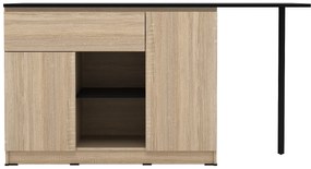 Wyspa kuchenna 2-drzwiowa z 1 szufladą i 2 wnękami - Naturalny i czarny - TUNORI