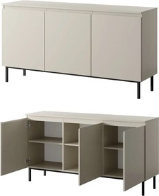 Kaszmirowa komoda do salonu Silk 3-drzwiowa, szer. 150 cm