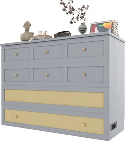 Łóżko Murphy'ego 140×200 cm - z portem USB i gniazdkiem - szare (materac nie jest zawarty)