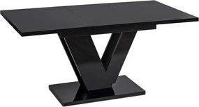 Stół Prostokątny Rozkładany CLARK 120-160 cm Czarny Połysk Glamour