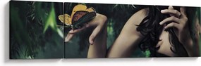 Obraz pełnej wdzięku kobiety z motylem (170x50 cm)