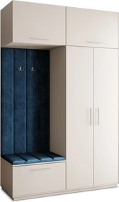 Masseno Garderoba REMA 150/240/60 cm Nowoczesna Szafa do Przedpokoju Kaszmir, MONOLITH 77 (Niebieski)