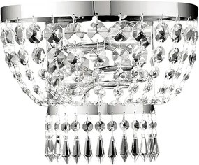 Kinkiet Mozart z żelaza i chromowanego mosiądzu z kryształkami górskimi, 2 światła, 27 P.14 BL189-AP2-CR