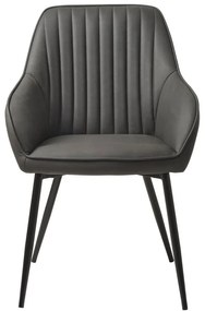 Ciemnoszare krzesła z imitacji skóry z podłokietnikami zestaw 2 szt. Nolan Stripe – Unique Furniture