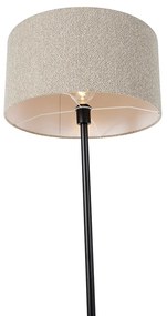 Lampa podłogowa czarna z abażurem boucle taupe 50 cm - Simplo Nowoczesny Oswietlenie wewnetrzne