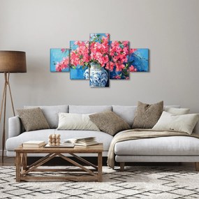 Obraz - Wazon z różowymi kwiatami (125x70 cm)