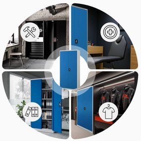 Szafa na dokumenty biurowa metalowa szaro-niebieska: JAN H, 900 x 1950 x 400 mm