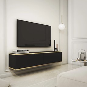 Szafka RTV wisząca VENEZIA 135 cm do Salonu pod Telewizor - Czarny