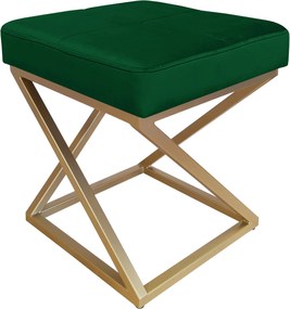Pufa ZOA tkanina Welur loft ławka podnóżek metal : Kolor Stelaża - Złoty, Kolor tkaniny - VELVET - MG25, Typ tkaniny - Velvet