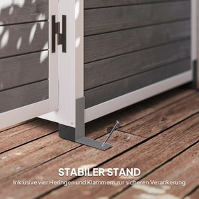 Outsunny Drewniany domek na narzędzia ogrodowe z 2 oknami, kotwami do gruntu, dachem z asfaltu, 91 x 69 x 192 cm, Sosna, Jasnoszary