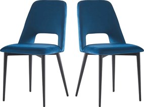 Zestaw 2 aksamitnych krzesel "Fedora" – ciemnoniebieski