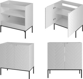 Szafka z umywalką wpuszczaną Aspen 08, biały mat/czarny, 80 cm - zestaw 3