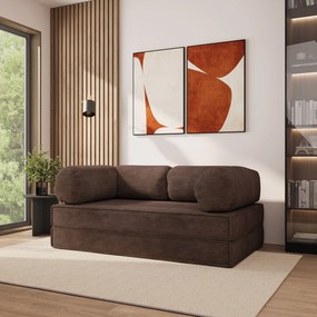 Masseno Sofa piankowa ALVIO z funkcją spania, Kanapa z pianki do salonu, Bezmontażowa, Tkanina sztruksowa – Brązowy POSO 06