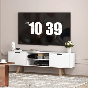 HOMCOM Komoda TV z Szufladami i Otwartymi Półkami, MDF, 150 x 39 x 50 cm, Biały