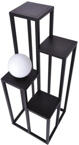 Czarny metalowy stojak na kwiaty z lampą Z0-F44