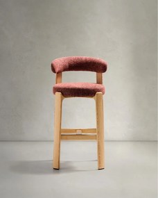 Hoker z litego drewna jesionowego w kolorze terakoty/w jasnym naturalnym kolorze (wysokość siedziska 75 cm) Granite – Kave Home