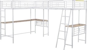 Łóżko piętrowe 90 x 200 cm – białe – bez materaca