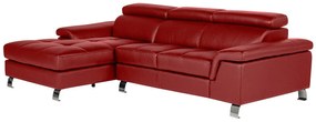 Kanapa narożna ze skóry MISHIMA - Czerwony - Narożnik lewostronny