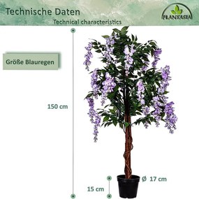 PLANTASIA Sztuczne drzewo, 150 cm, Wisteria fioletowy