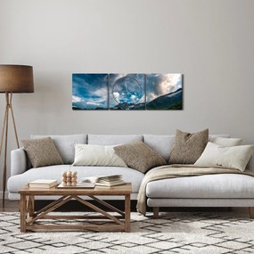 Obraz gór (z zegarem) (90x30 cm)