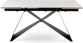 Stół Rozkładany Prostokątny VICTOR 160-240 cm Ceramiczny Biały Marmur/Czarny do Jadalni Nowoczesny Loft