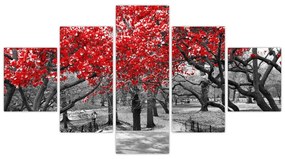 Obraz - Czerwone drzewa, Central Park, New York (125x70 cm)