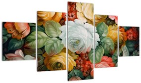 Obraz namalowanego bukietu kwiatów (125x70 cm)