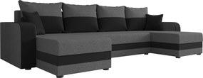 Rozkładana sofa narożna w kształcie U VALERIO 305x140 cm, ciemnoszara/antracytowa