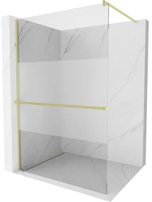 Mexen Kioto+ ścianka prysznicowa z półką Walk-in 90 x 200 cm, transparent/szron, złota szczotkowana - 800-090-121-55-35