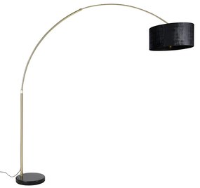 Luk Lampa łukowa mosiądz z czarnym abażurem z tkaniny 50 cm - XXL Nowoczesny Oswietlenie wewnetrzne