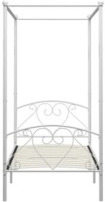 Białe metalowe łóżko z baldachimem 100x200 cm - Nila