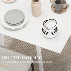 HOMCOM Stół jadalniany składany biały stół kuchenny z 2 składanymi bokami 110x86x75 cm | Aosom PL