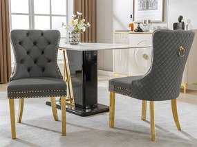 Zestaw 2 krzeseł welurowych z metalowymi nogami - Szary