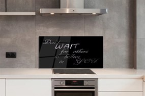 Panel szklany do Kuchni Napis w Stylu Metalicznym