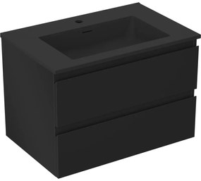 Mexen Orio szafka łazienkowa 70 cm z umywalką Otis, 2 szuflady, czarna mat - 91A10-07047-2-BFF71-W18M71